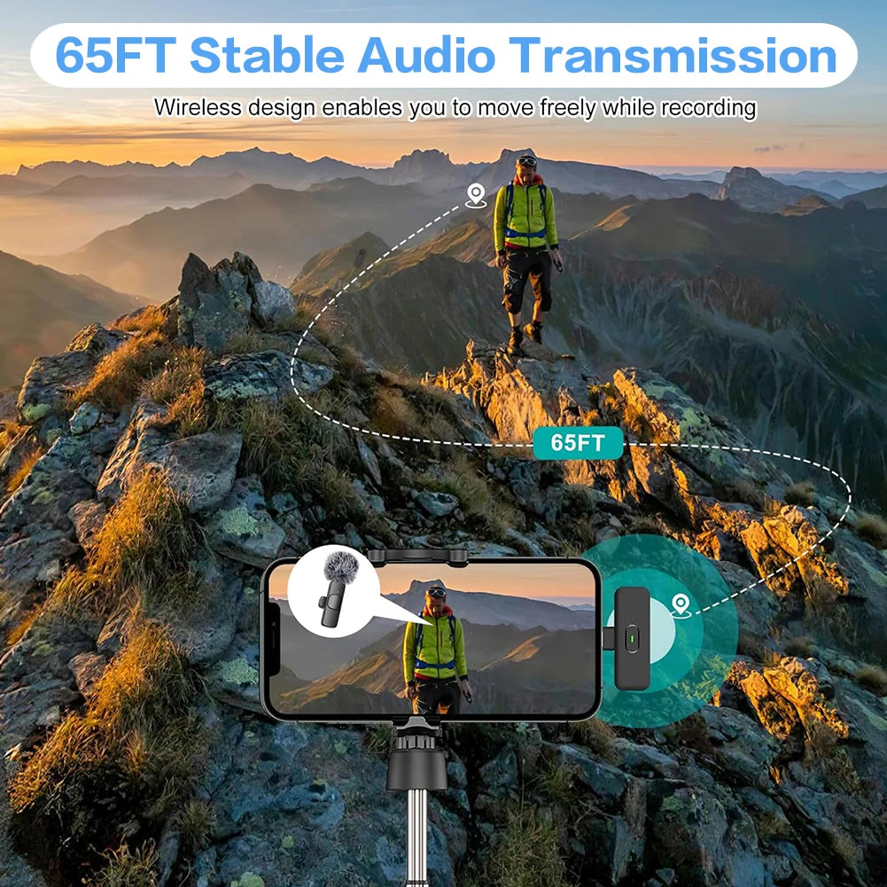 Video Record Microphone Noise Canceling Mini Microphone System 2.4G Intelligent Microphone for iPhone Computer Tablet Camera