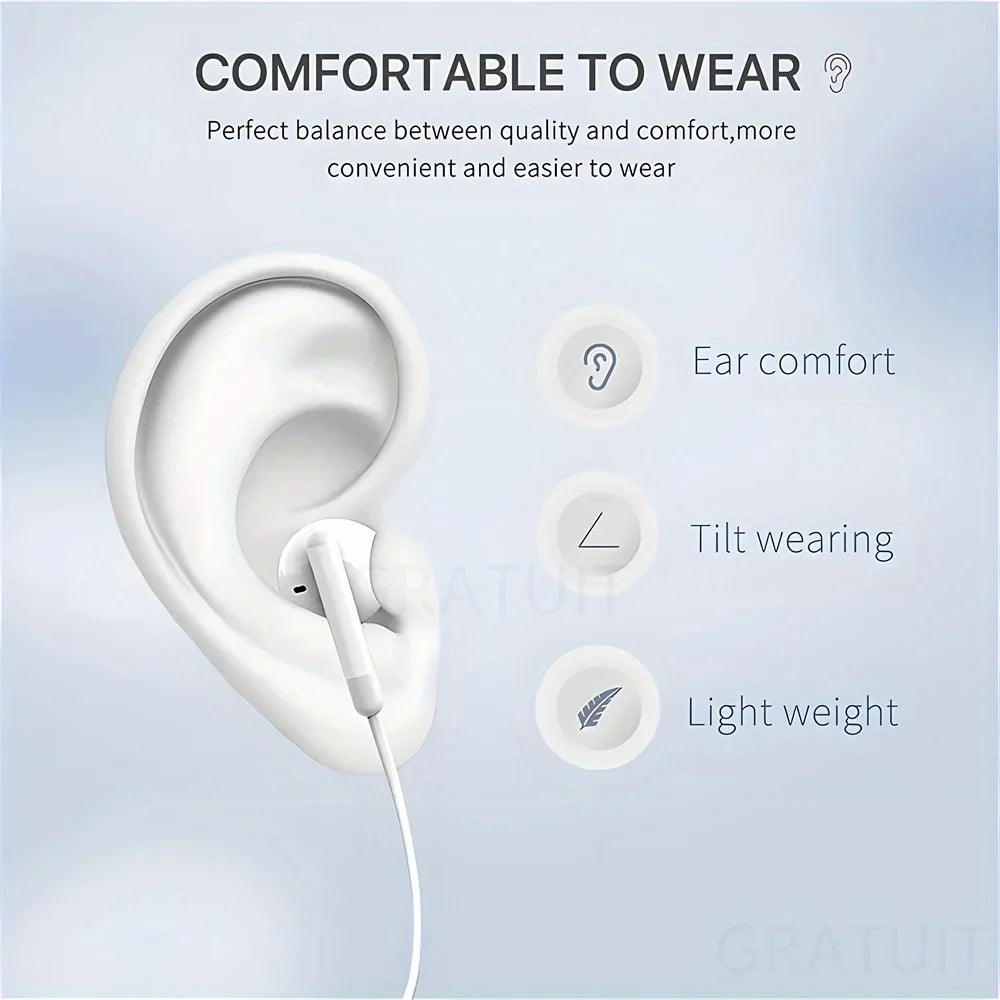 Wired Headphones With Microphone,  For IPhone, IPod, IPad, Lightweight Headphones With Volume Control 6.35mm Headphone Jack