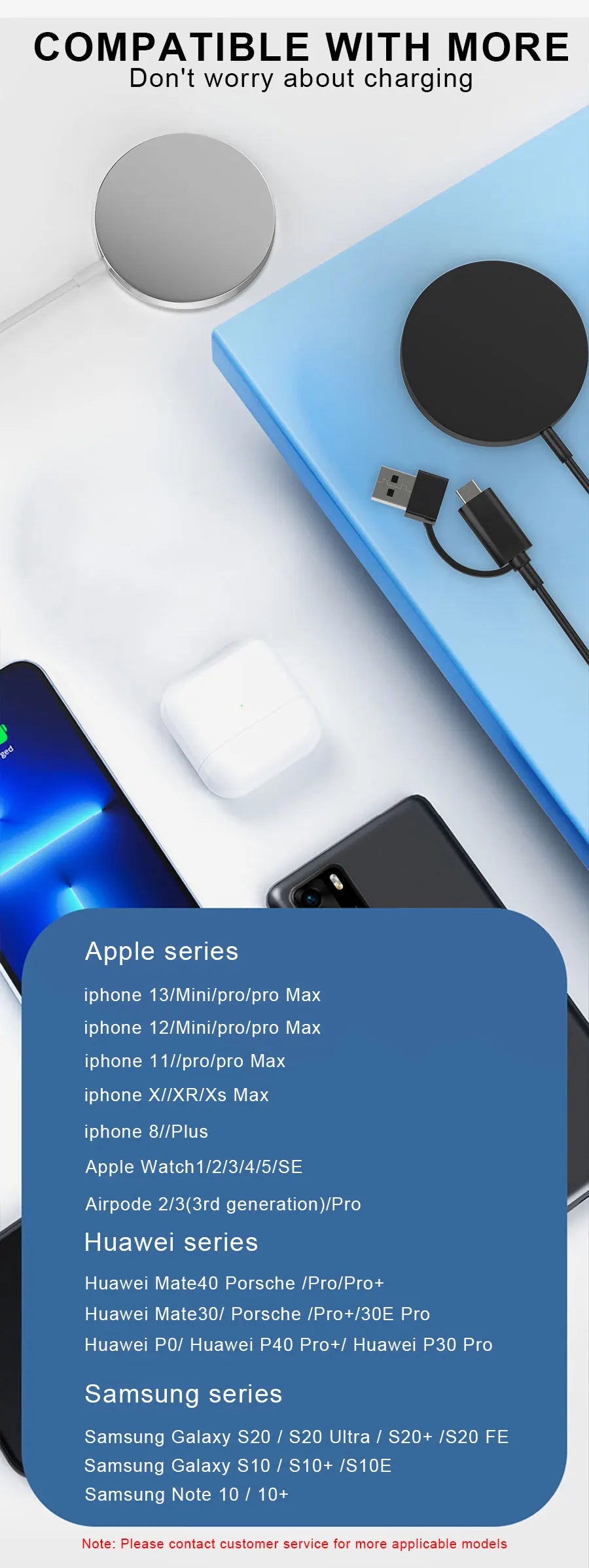 Wireless Charger 15W Compact And Convenient Black For Iphone 15/14/13/12/11/Pro/Max/Se 2020/Xs/Xr/X/8 Plus