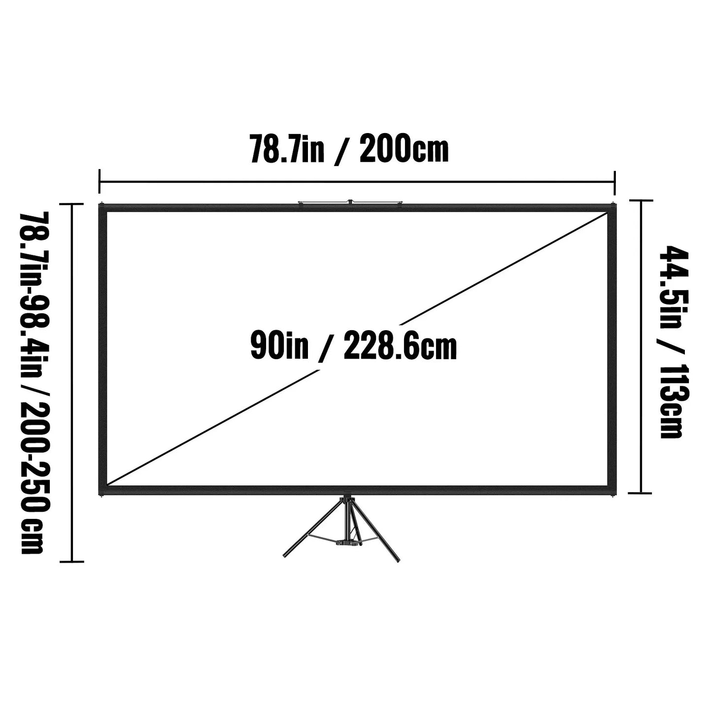 VEVOR Tripod Projector Screen with Stand 100inch 16:9 - Small Enterprise