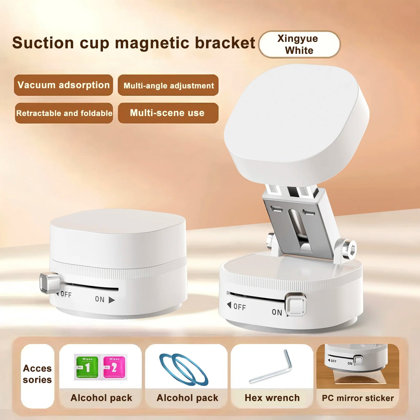 Magnetic Mount Magnetic 360 Rotation Foldable Phone Holder Foldable Vacuum Double-sided Magnetic Holder For Cell Phone