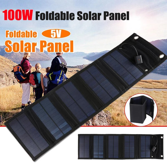 100W Foldable Solar Panel Charger 5V USB Output Power Charge Portable Solar Cells for Phone Home Outdoor Camping Outdoor Hiking