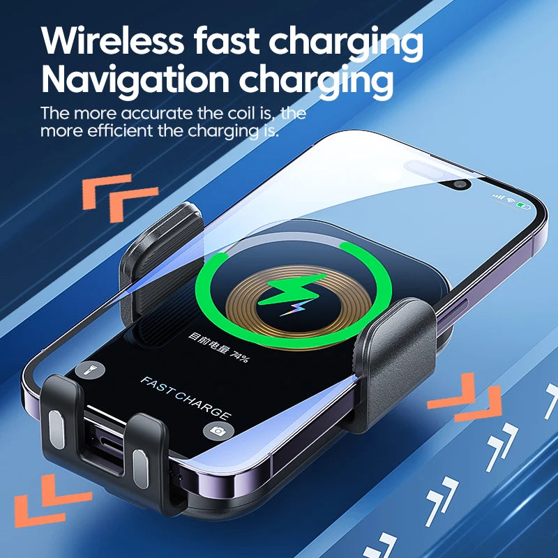 Auto Clamping Wireless Car Charger 15W Fast Charging Car Charger Phone Mount Phone Holder for iPhone 16 15 14 13 12 11 Pro Max