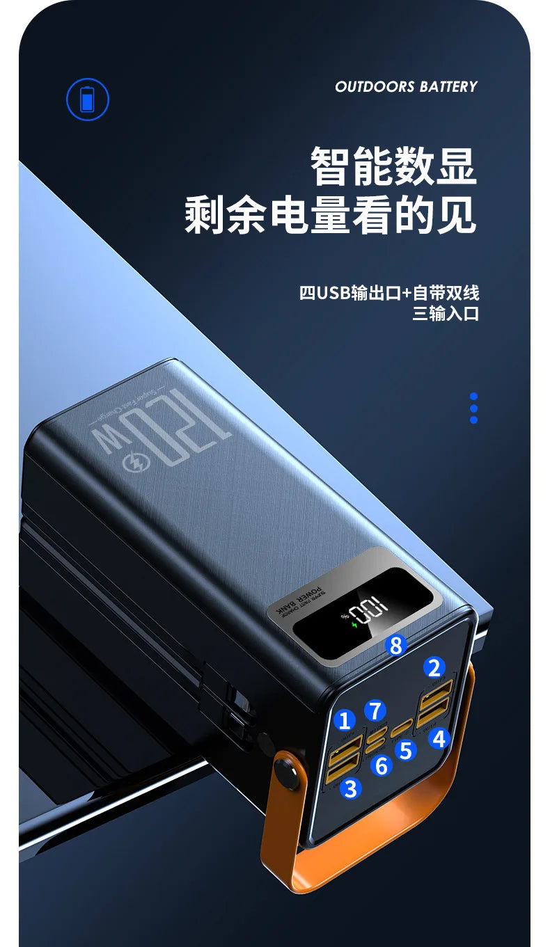 PowerBank 60000mAh 30000mAh 20000mAh Spare battery Portable Charger Mobile External Battery Fast charging For Camping iPhone