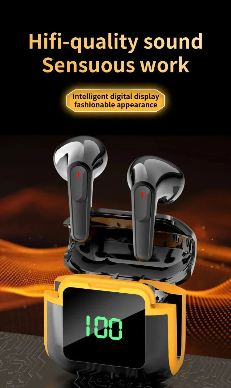 Bluetooth 5.3 Headphones TWS Wireless Earphones with LED Display Stereo Headset Touch Control Earbuds Noise Reduction