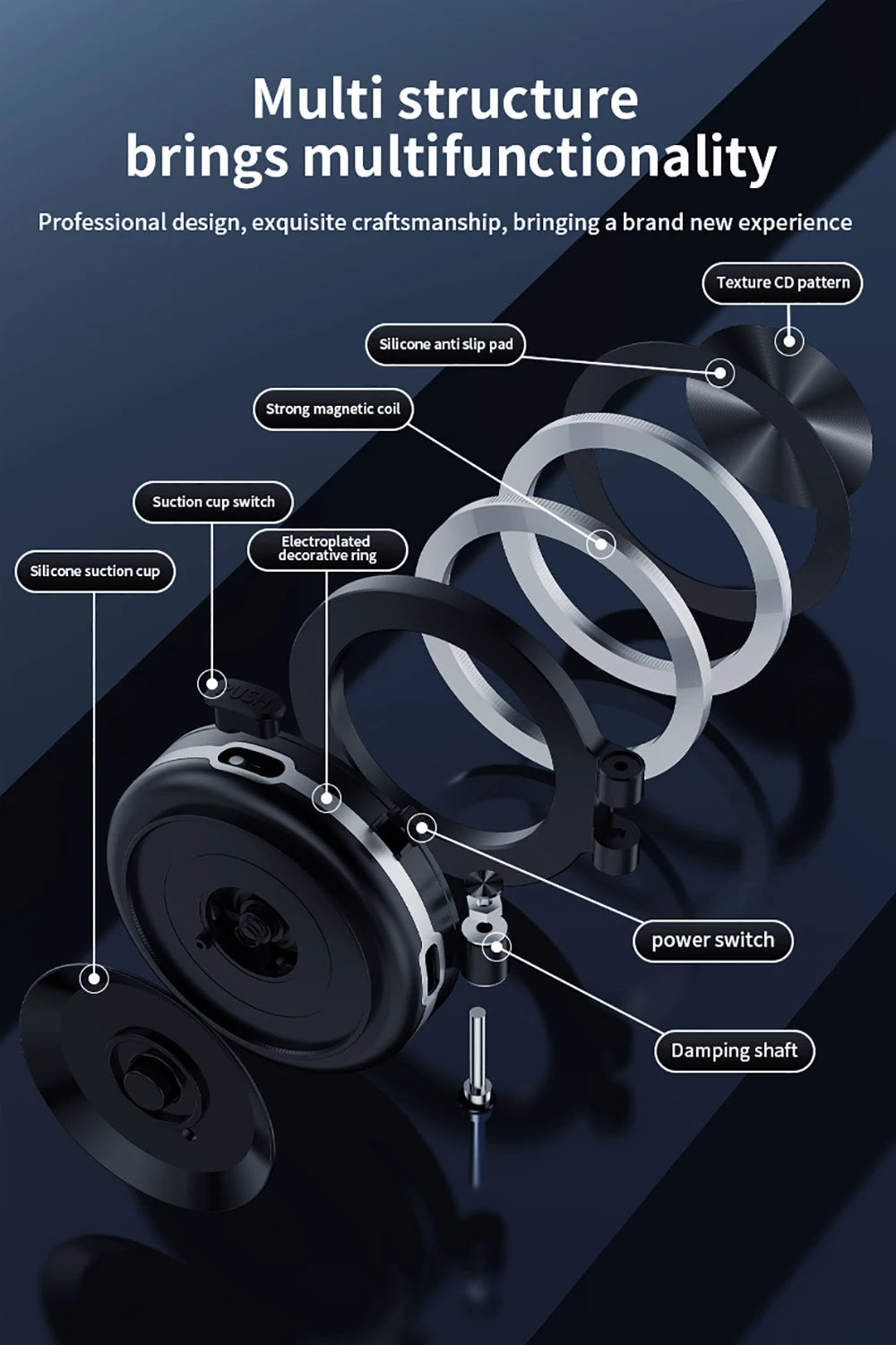 360°rotatable Car Magnetic Holder Intelligent Vacuum Adsorption Phone Holder Car Mount Windshield Magnetic Car Stable Holder