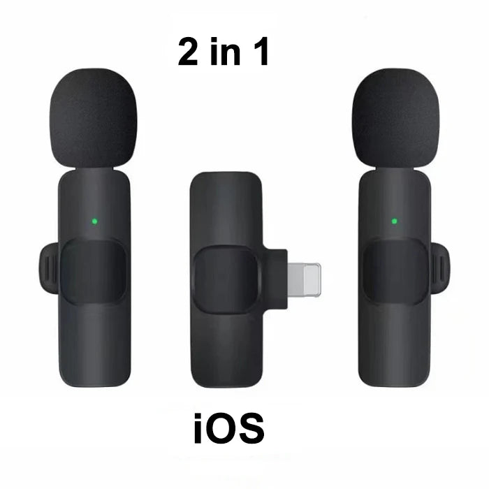 Wireless Lavalier Microphone Portable Audio Video Recording Mini Mic For iPhone Android Live Broadcast Gaming Phone With Receive