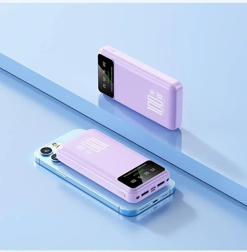New Portable 100W Super Fast Charging Power Bank 30000mAh Large Capacity with LED Ligh Digital Display for IPhone Xiaomi Huawei