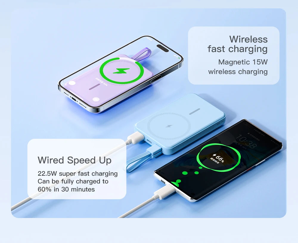 10000mAh Original Powerbank With Cable Magnetic Power Bank Wireless Fast Charger For iPhone Backup Battery For Magsafe with Gift