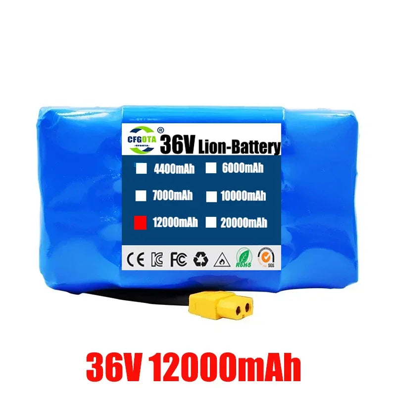 Genuine 36V 12Ah 10s2p Battery Packs Rechargeable Lithium Ion Battery for Electric Self Balancing Scooter HoverBoard Unicycle