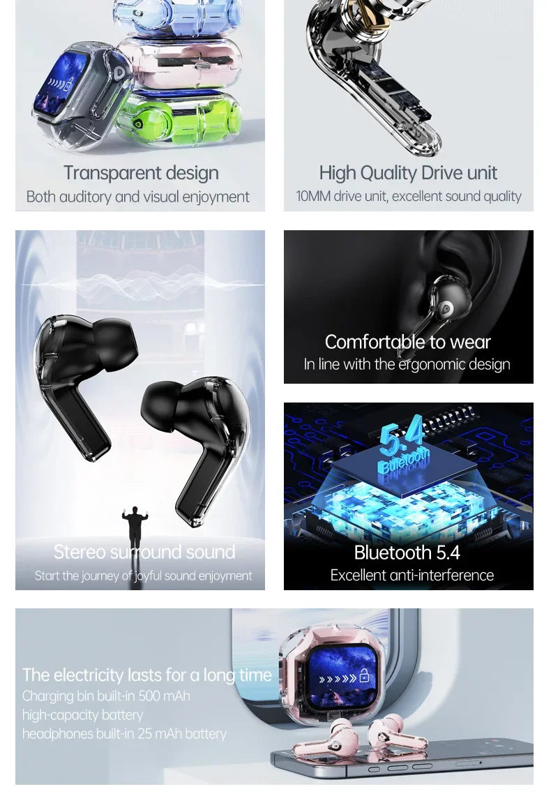 Wireless Bluetooth-compatible Earphones Air31 intelligent Touch Color LCD Screen TWS Earbuds HIFI Noise Reduction Stereo Headset