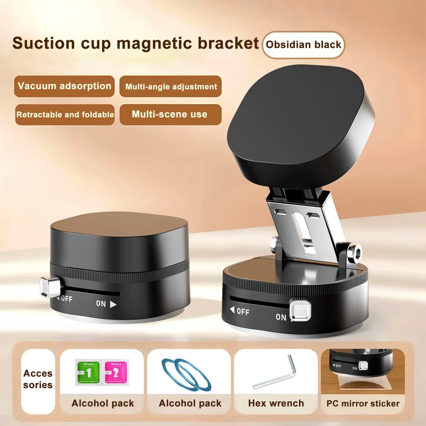 Magnetic Mount Magnetic 360 Rotation Foldable Phone Holder Foldable Vacuum Double-sided Magnetic Holder For Cell Phone