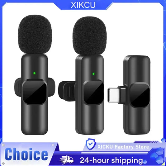 Portable Wireless Lavalier Microphone Audio Video Recording Mini Mic For iPhone Android Live Broadcast Gaming Phone With Receive