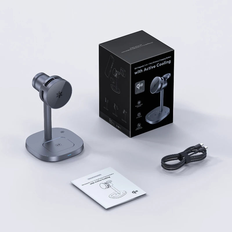 Fast Cooling Wireless Charger, 3-in-1 High-speed QI2 15W Wireless Magnetic Charger, Suitable for IPhone, IWatch and Airpods