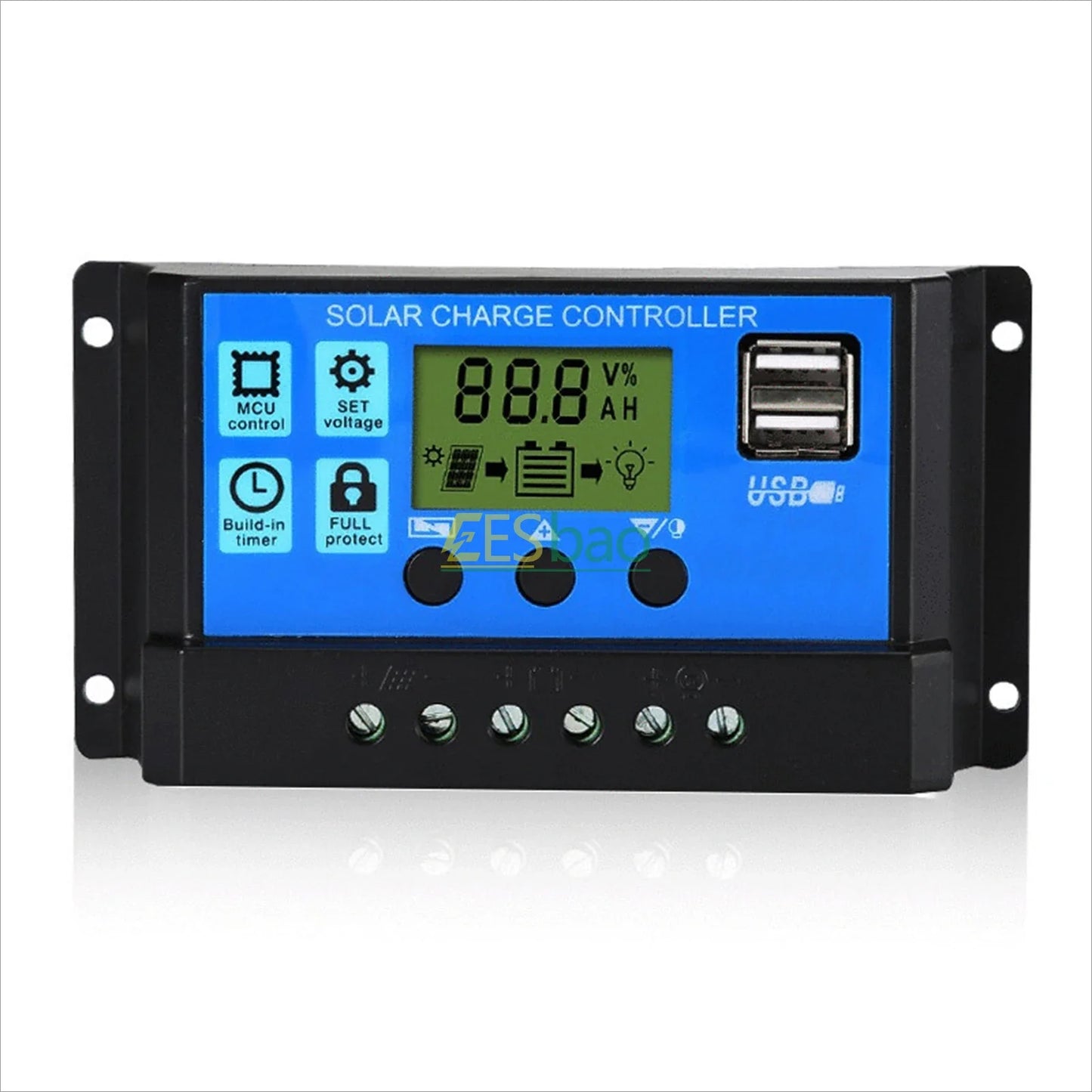 Solar Charge Controller 60A 12V/24V Voltage Regulator Solar Panel Photovoltaic Home with PWM Solar Charger LCD Display Dual USB