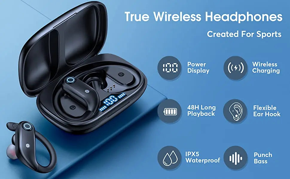 Bluetooth Earphones Wireless Earbuds with Wireless Charging Case  Stereo Sound Headphones Built-in Mic in-Ear Headsets Deep Bass