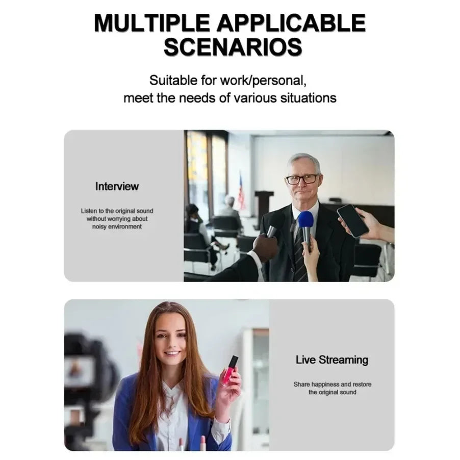 Portable Wireless Lavalier Microphone Audio Video Recording Mini Mic For iPhone Android Live Broadcast Gaming Phone With Receive