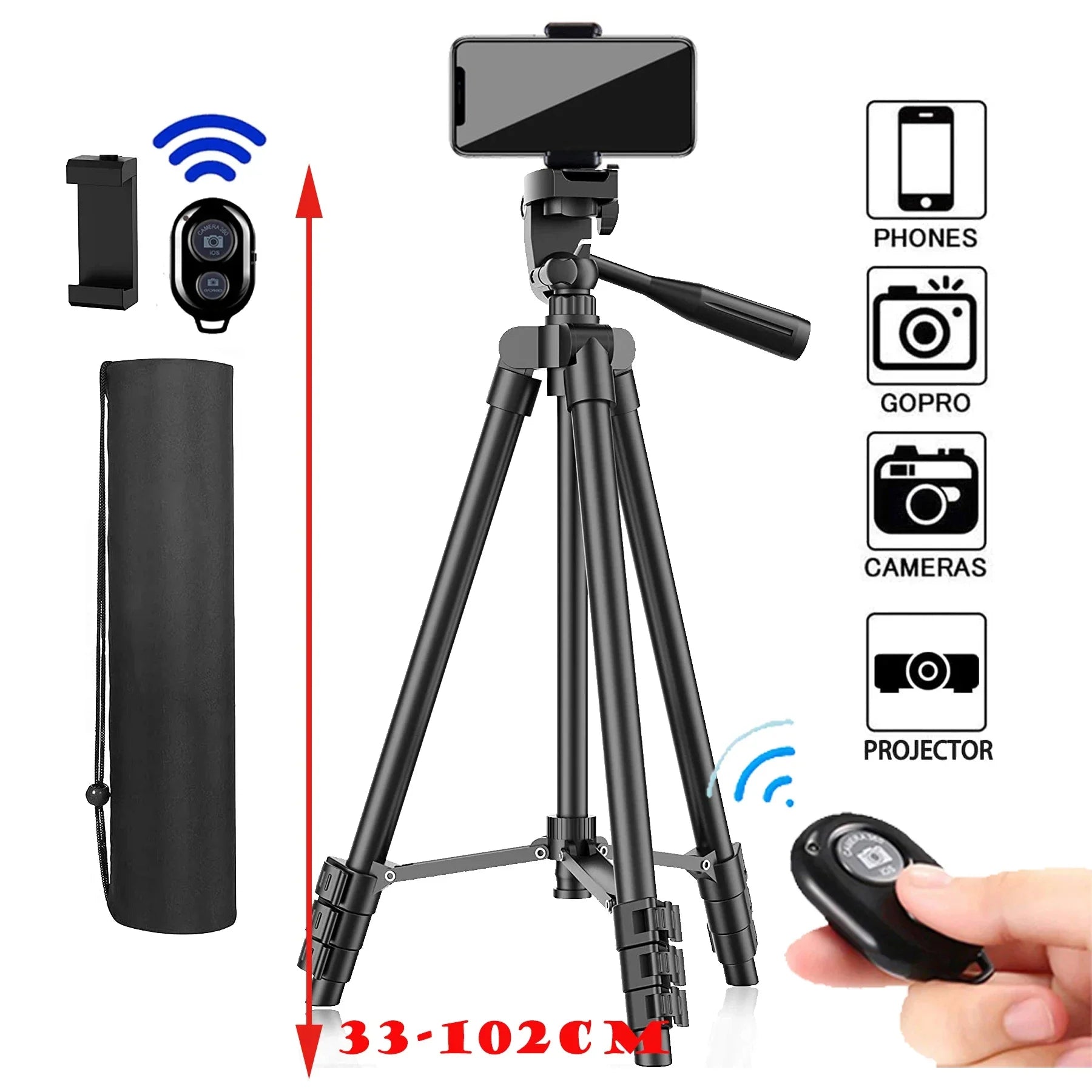 100cm Phone Tripod Stand with Bluetooth Remote - Smallenterprised