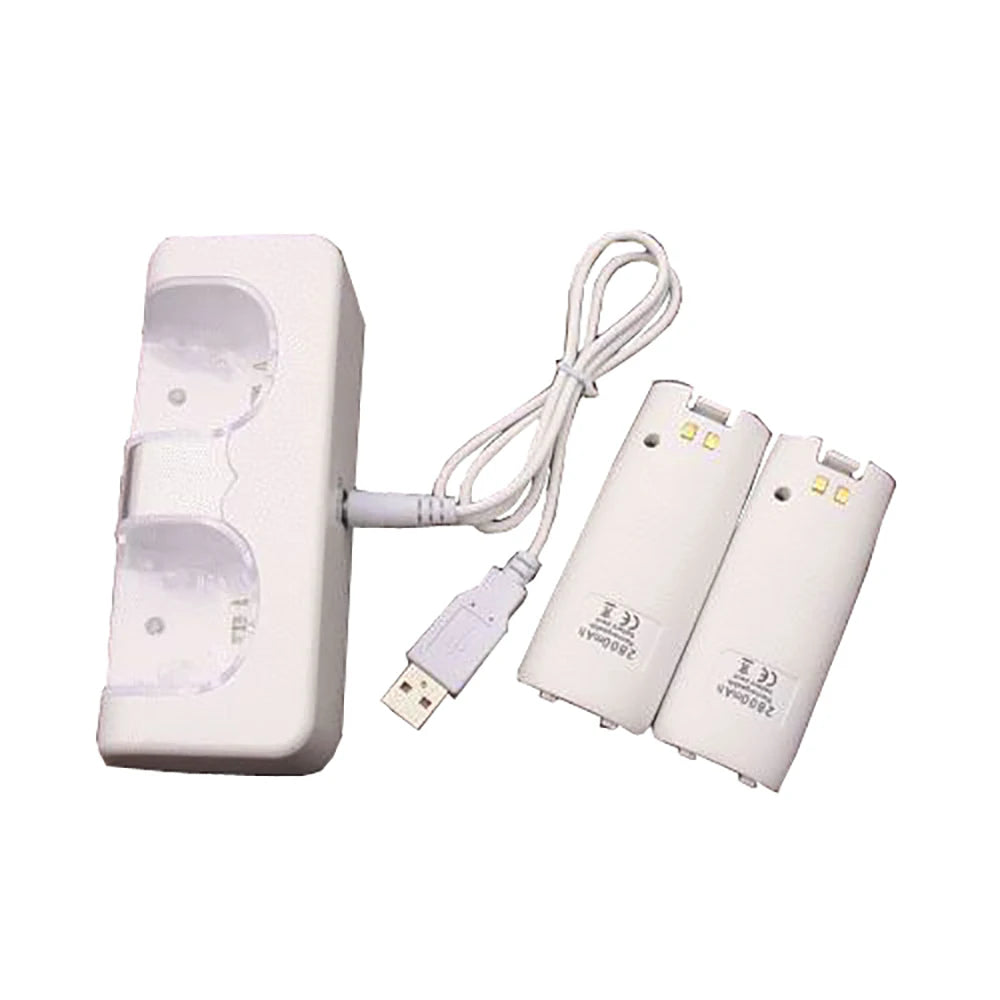 OSTENT Battery Pack Charger Charging Dock Station Controller Stand+ 2 Battery Packs for Nintendo Wii Remote Controller