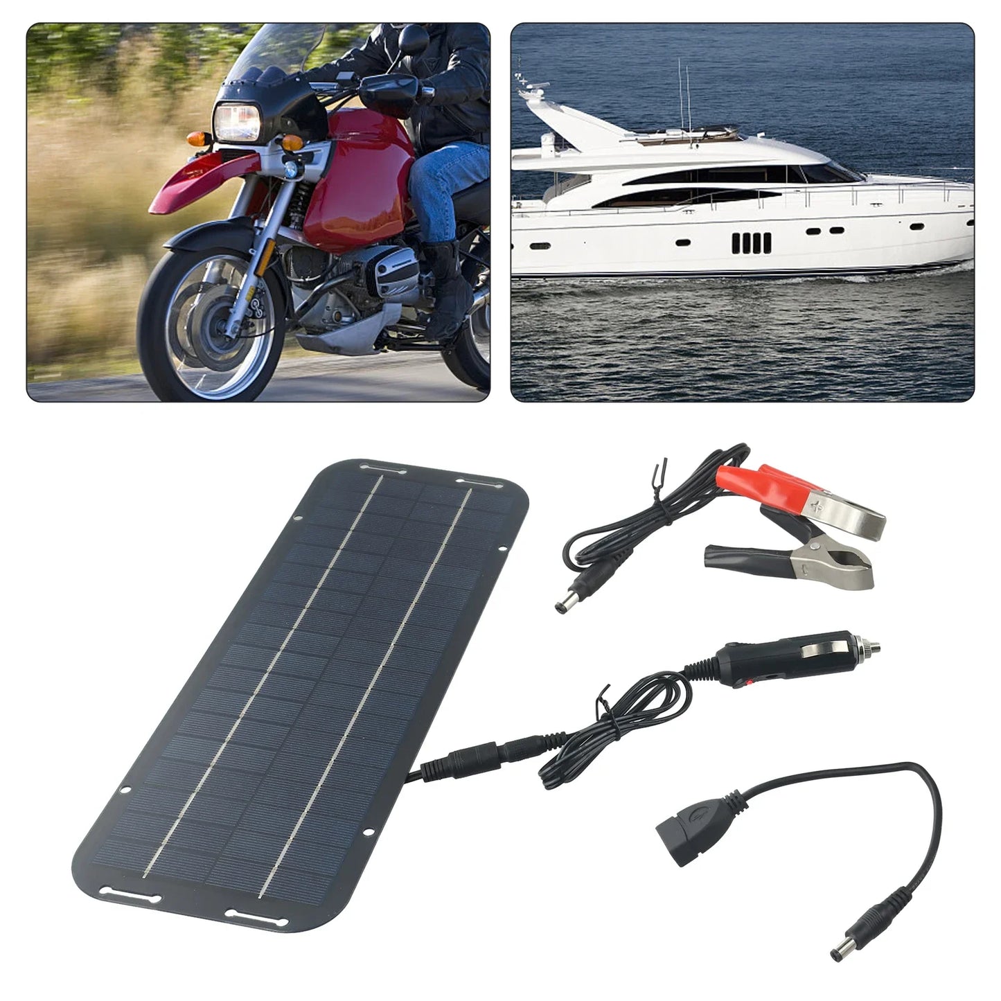 60W Solar Panel Charger Car Motorcycle Kick Scooter Portable Solar Panel Car Charger Battery Efficient Maintenance  For Caravan