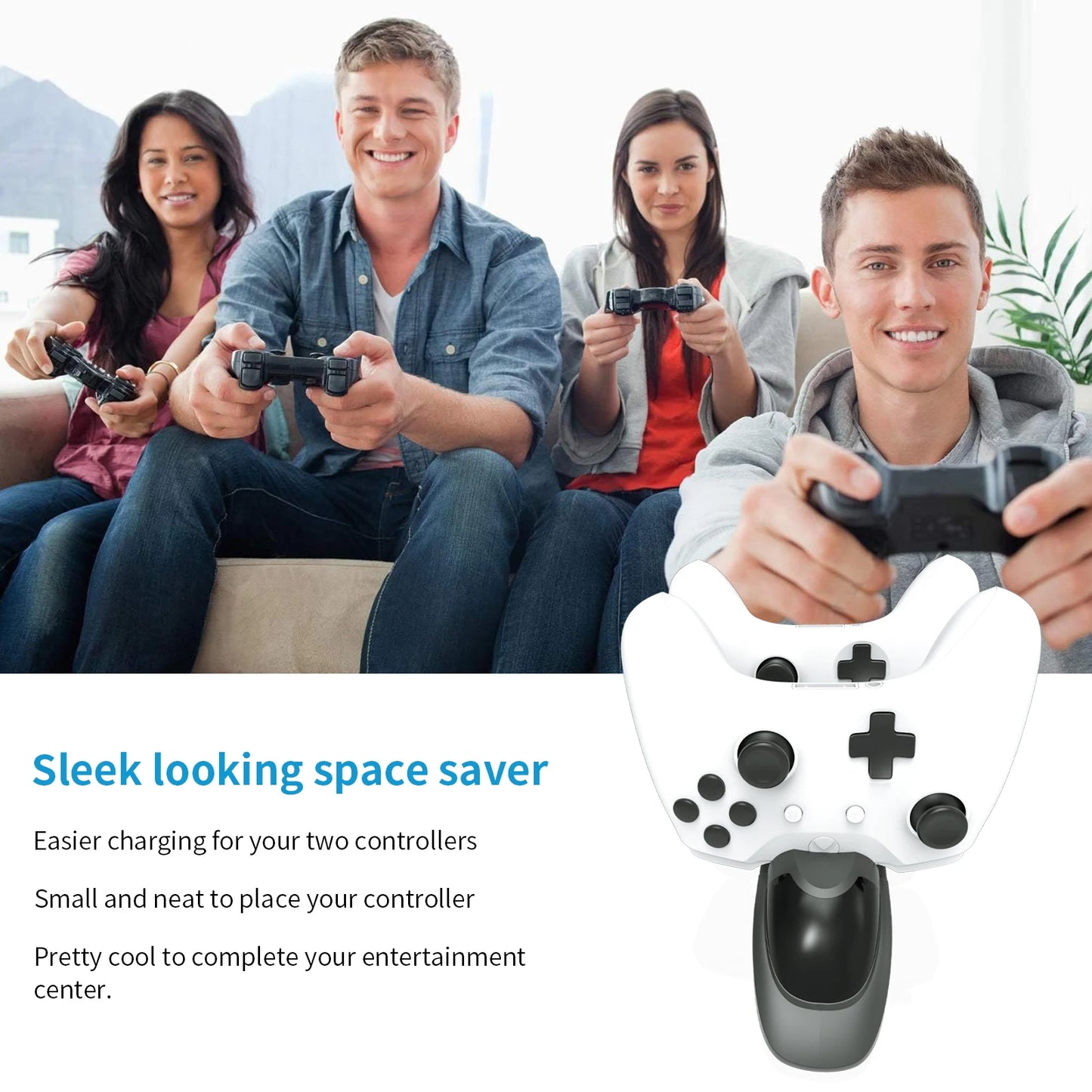 Controller Charger Station with 2x3600mWh Rechargeable Battery Packs for Xbox One/Series X|S Controller, Dual Charging Dock for