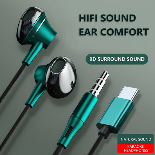 Wired Headphones In Ear Headset Wired Earphone With Microphone Bass HiFi Stereo 3.5mm Earbuds Sports In-line Control For Phones