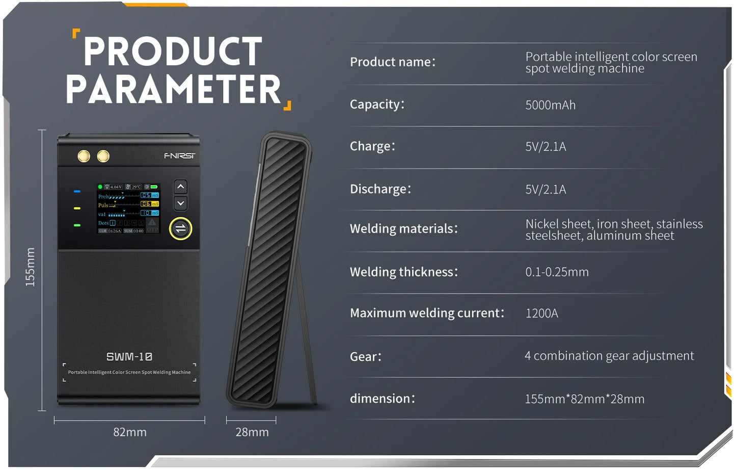 FNIRSI SWM-10 Precision DIY Assembly Device for 18650 Battery Packs, 5000mAh Built-in Power, Handles 0.25mm Material