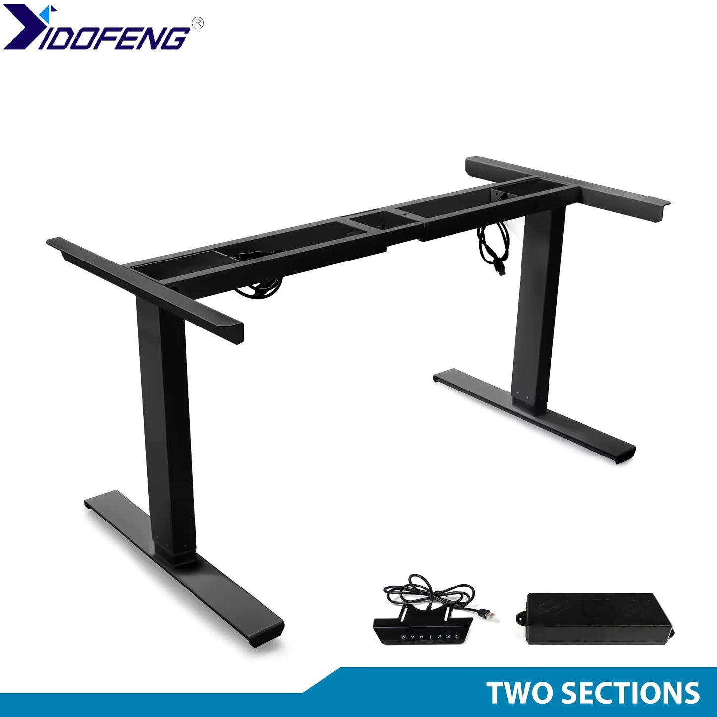 Black or White Electric Stand Up Desk Two/Three Sections Electric Dual Motor Height Adjustable Table Lifting Desk Frame