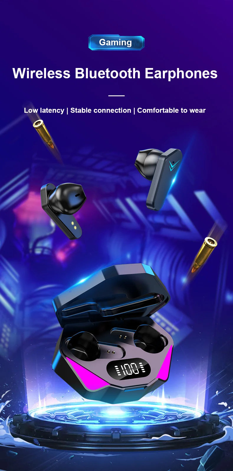 Bluetooth Earphones TWS Gaming Earbuds Wireless Headphones With Mic Bass Audio Sound 9D Stereo HiFi Headset For Xiaomi Lenovo