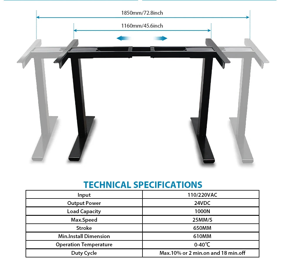 Black or White Electric Stand Up Desk Two/Three Sections Electric Dual Motor Height Adjustable Table Lifting Desk Frame