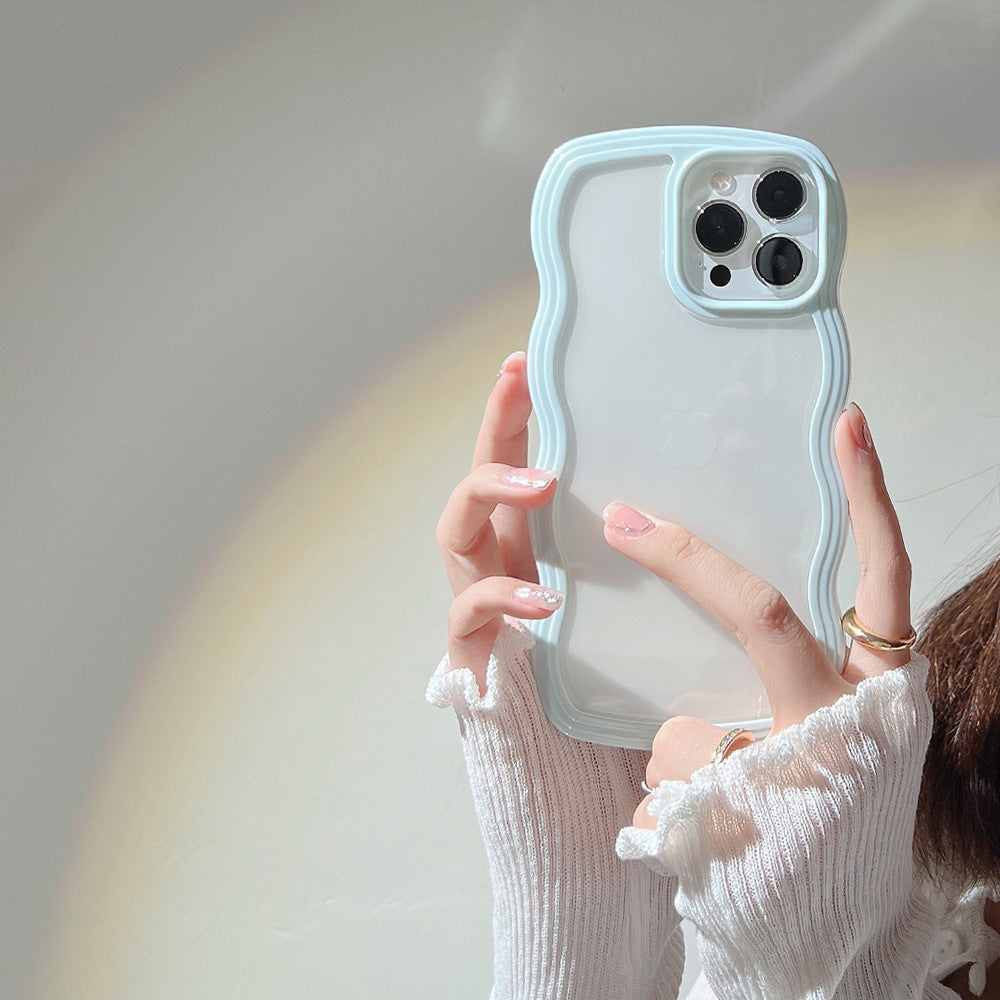 Wave Border Mobile Phone Case Solid Color Simple Candy Color - Small Enterprise