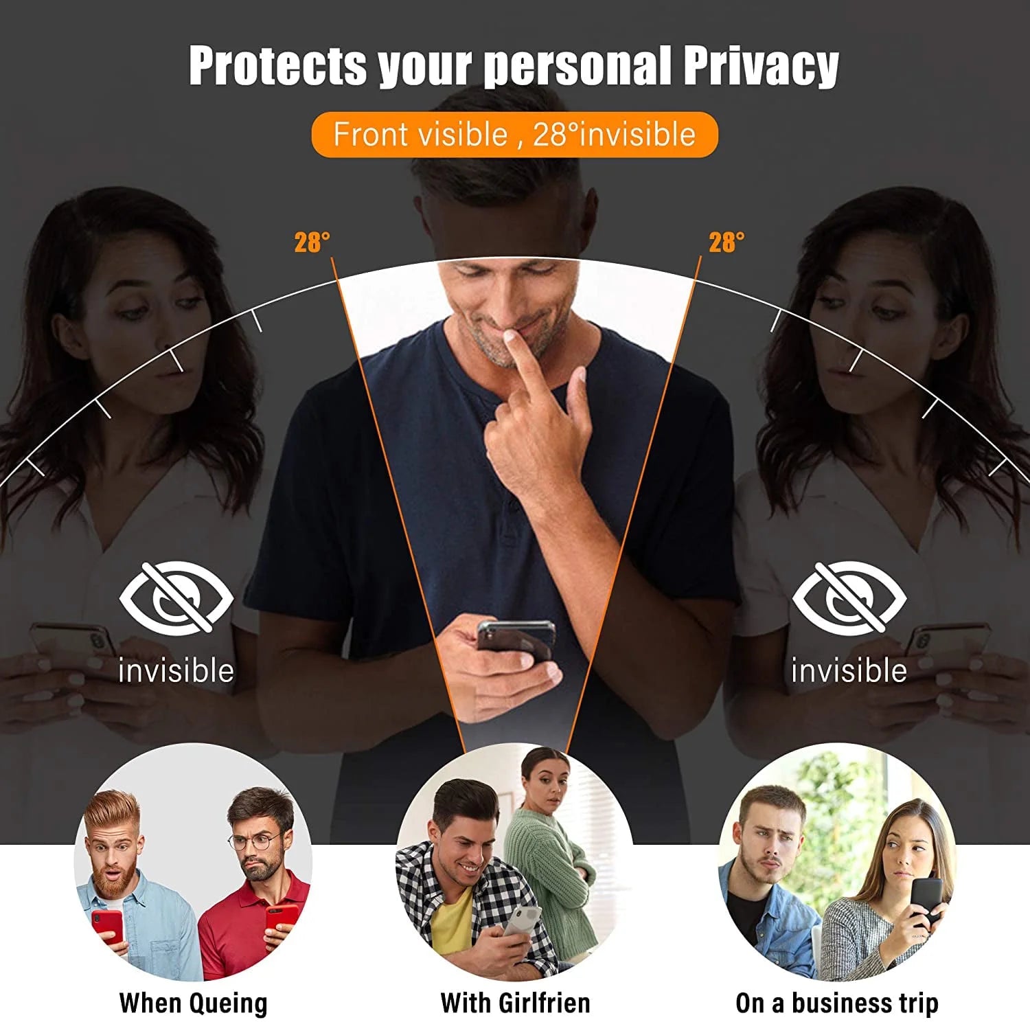 Privacy Tempered Glass Screen Protector for Apple Iphone 14, Anti-Spy Tempered Glass Film, 3-Pack