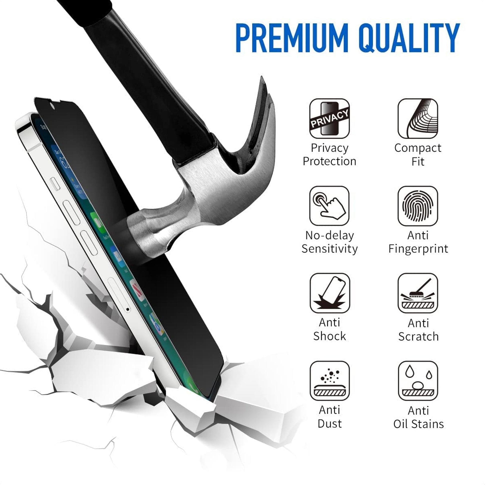 For Samsung Galaxy S23 Privacy Screen Protector Tempered Glass Anti-Spy Anti-Peek 9H Hardness Screen Cover by  - Black