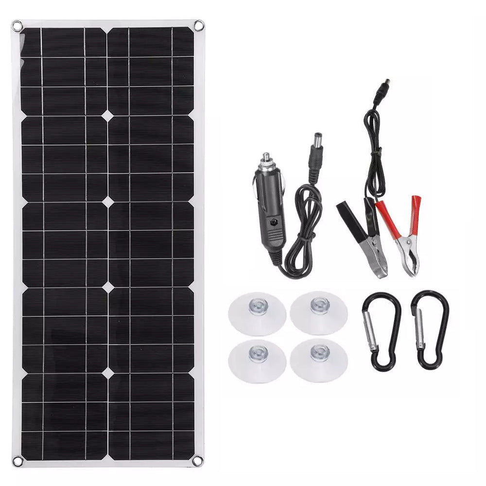 30W 18V Semi-flexible Solar Panel Outdoor Solar Charging Panel USB Phone Charger