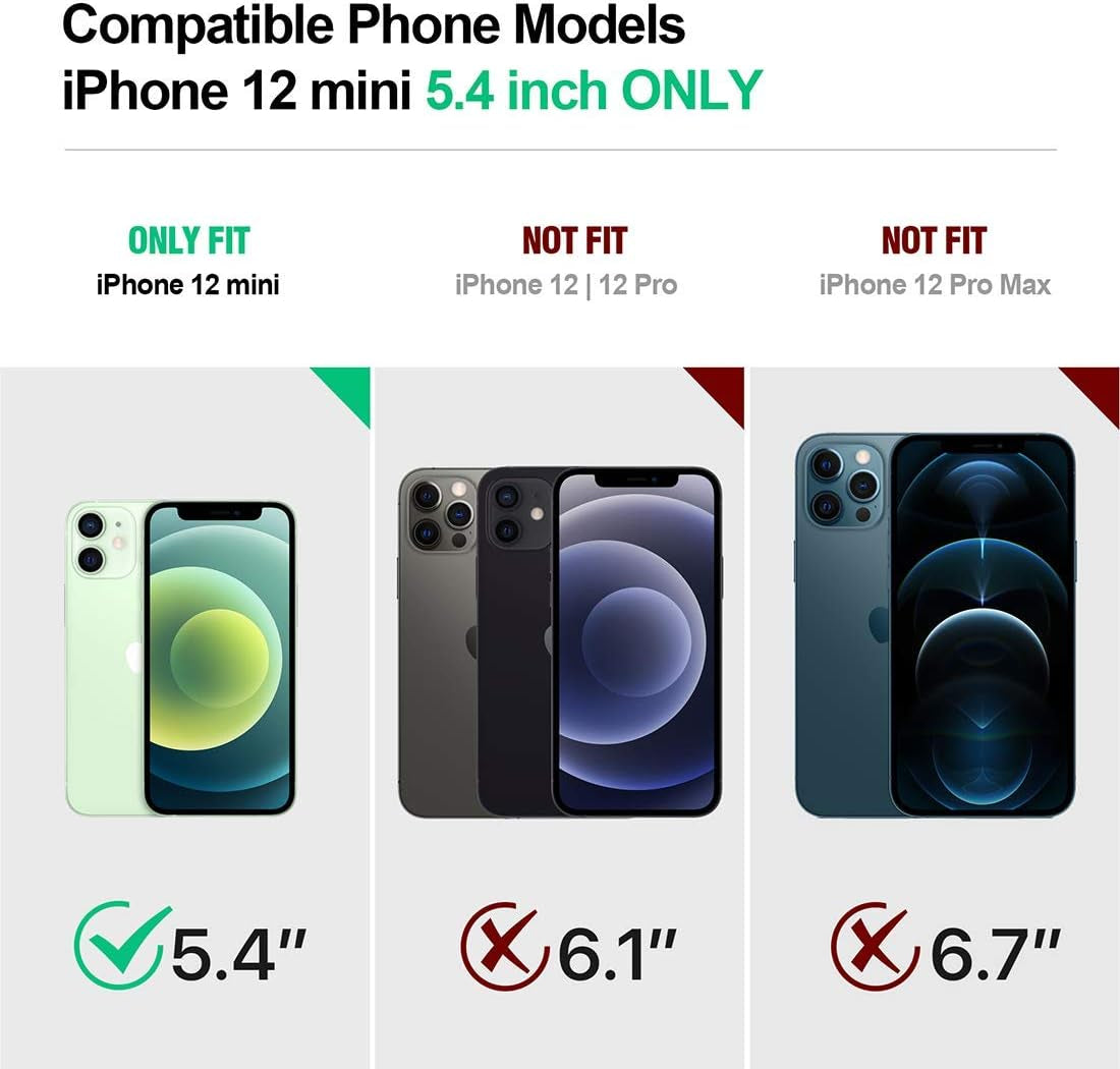 Revolution Series for Iphone 12 Mini 5.4 Inch Case, Full-Body Rugged Dual-Layer Shockproof Protective Cover with Kickstand and Built-In-Screen Protector, Black