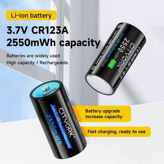 CR123AUSB Large Capacity Type-C 37V Lithium Battery