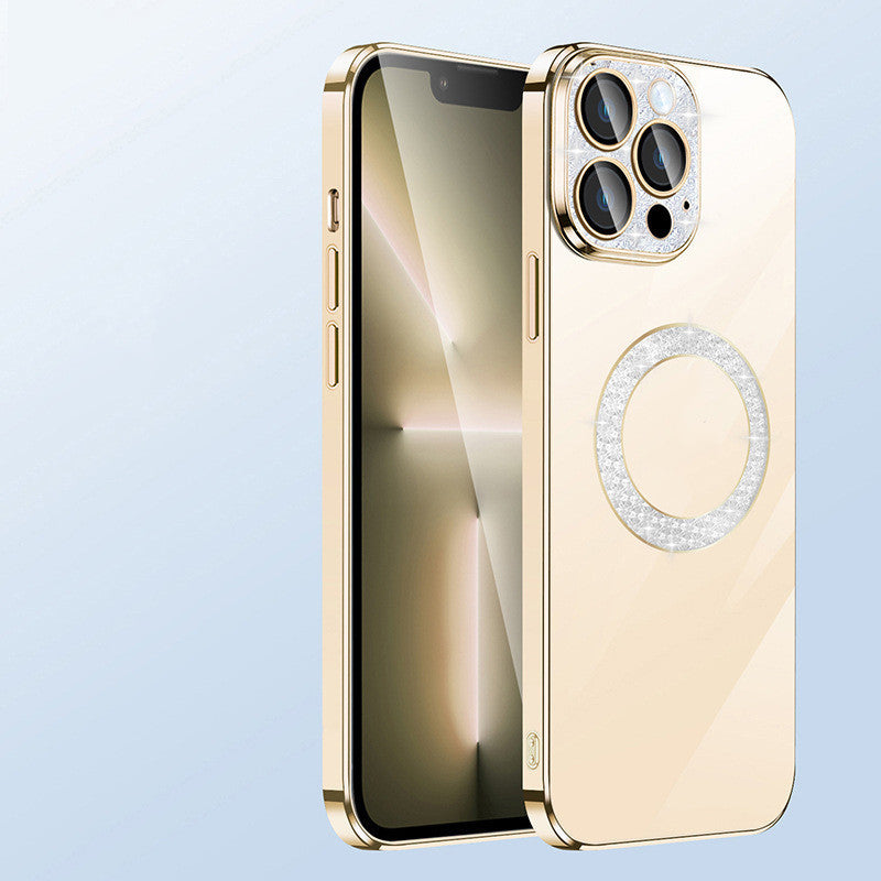 Electroplating Soft Diamond Ring Phone Case Drill Leakage Standard Mobile Phone Case Lens Film - Small Enterprise