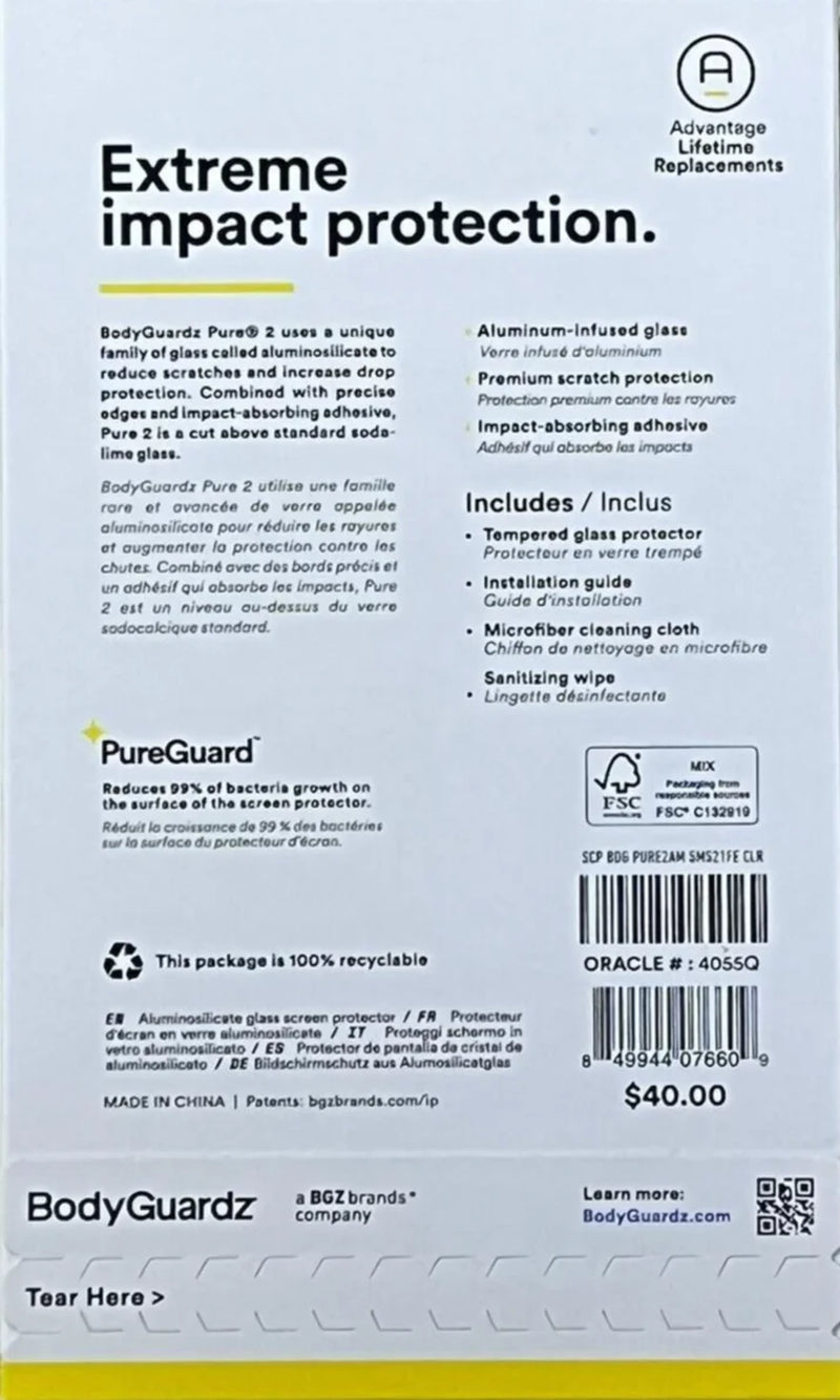 Pure 2 Antimicrobial Tempered Glass Screen Protector - Samsung Galaxy S21 FE 5G