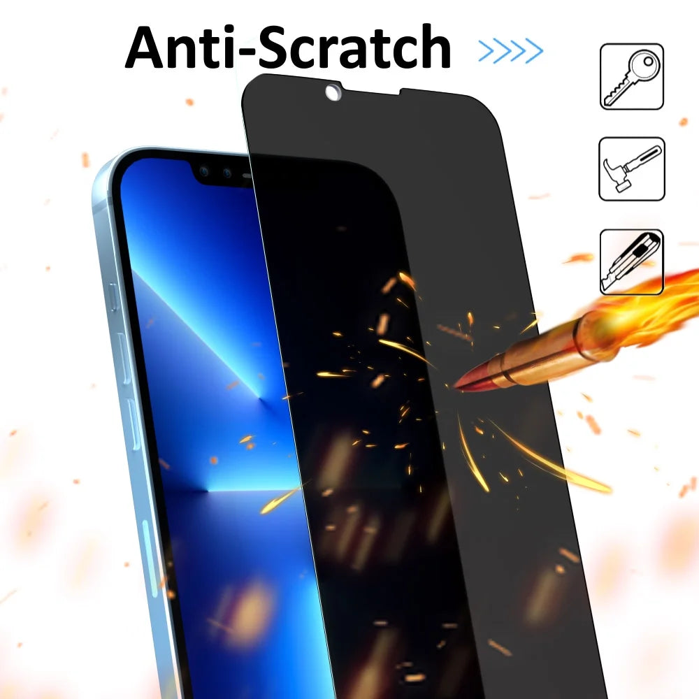 Privacy Screen Protector Compatible with Iphone 13 Pro anti Spy Case Friendly Tempered Glass 9H Black (2 Pack)
