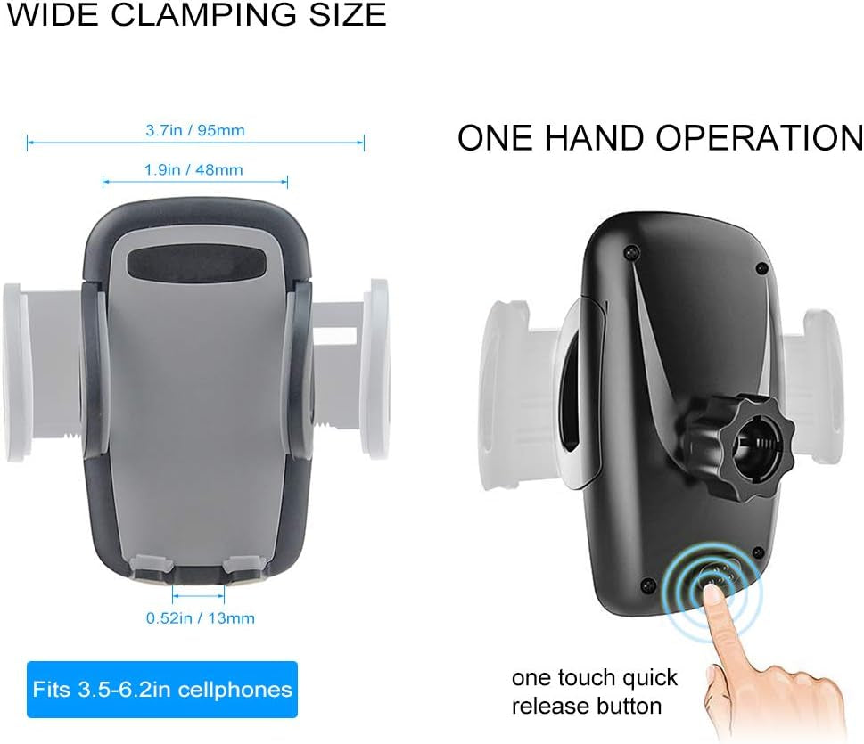 Dual Phone Holder for Car, Phone Mount for Truck Windshield/Dashboard Compatible with Iphone 11/Xs/Xr/X/8 Plus/8/7/6, Samsung Note 10+/10/9/8/7, HTC, LG and More 3.5-6.5 Inch Cell Phone