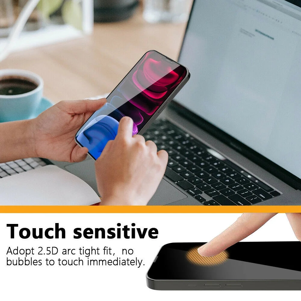 Iphone 13 Screen Protector Tempered Glass (2-Pack) + Camera Lens Protector (2-Pack),9H Black