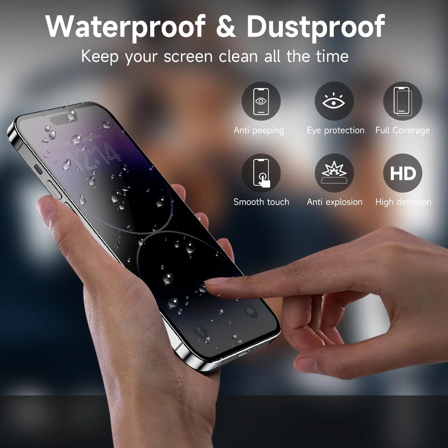 3Pack for Privacy Screen Protector for Iphone 15/15 Pro, Sensor Protection, Private Tempered Glass Film, Touch Sensitive, Bubble-Free, 9H Hardness Screen Protection 6.1 Inch