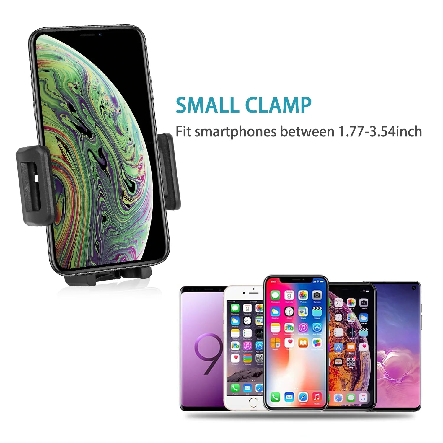 Universal Cup Holder Cell Phone Car Mount with Long Adjustable Arm and Rotatable Cradle with Quick Release Button - Black