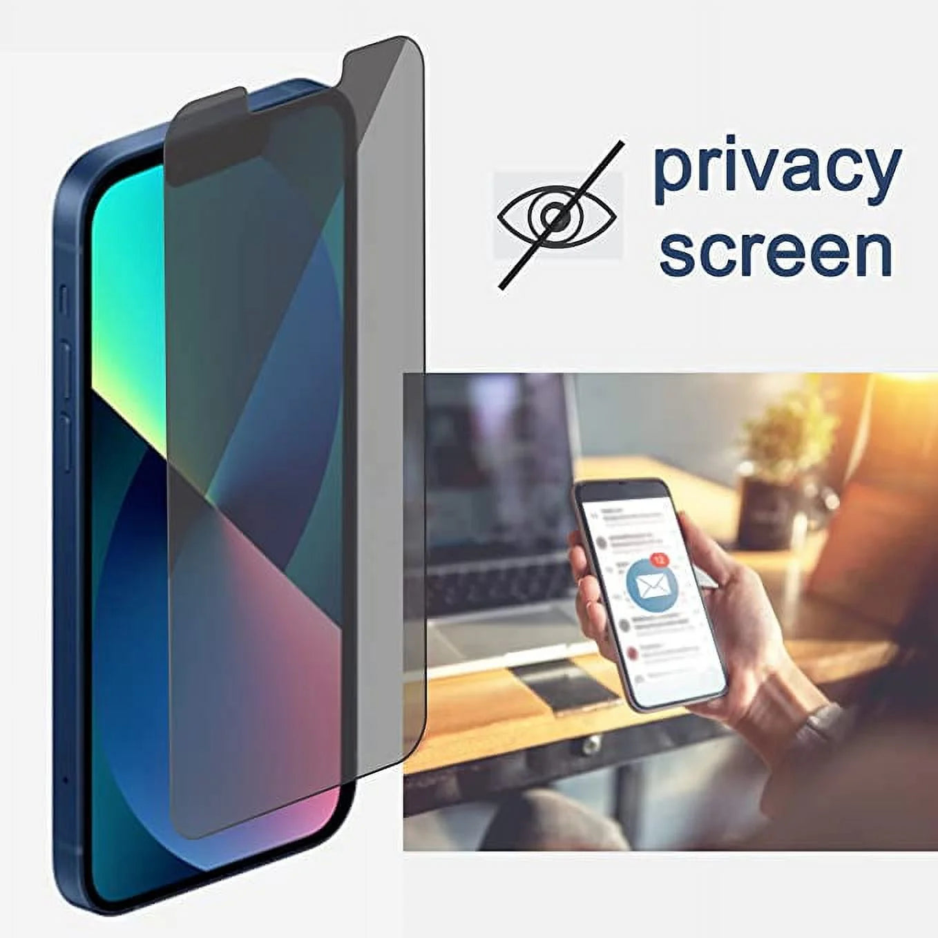 Privacy Tempered Glass Screen Protector for Apple Iphone 14, Anti-Spy Tempered Glass Film, 3-Pack
