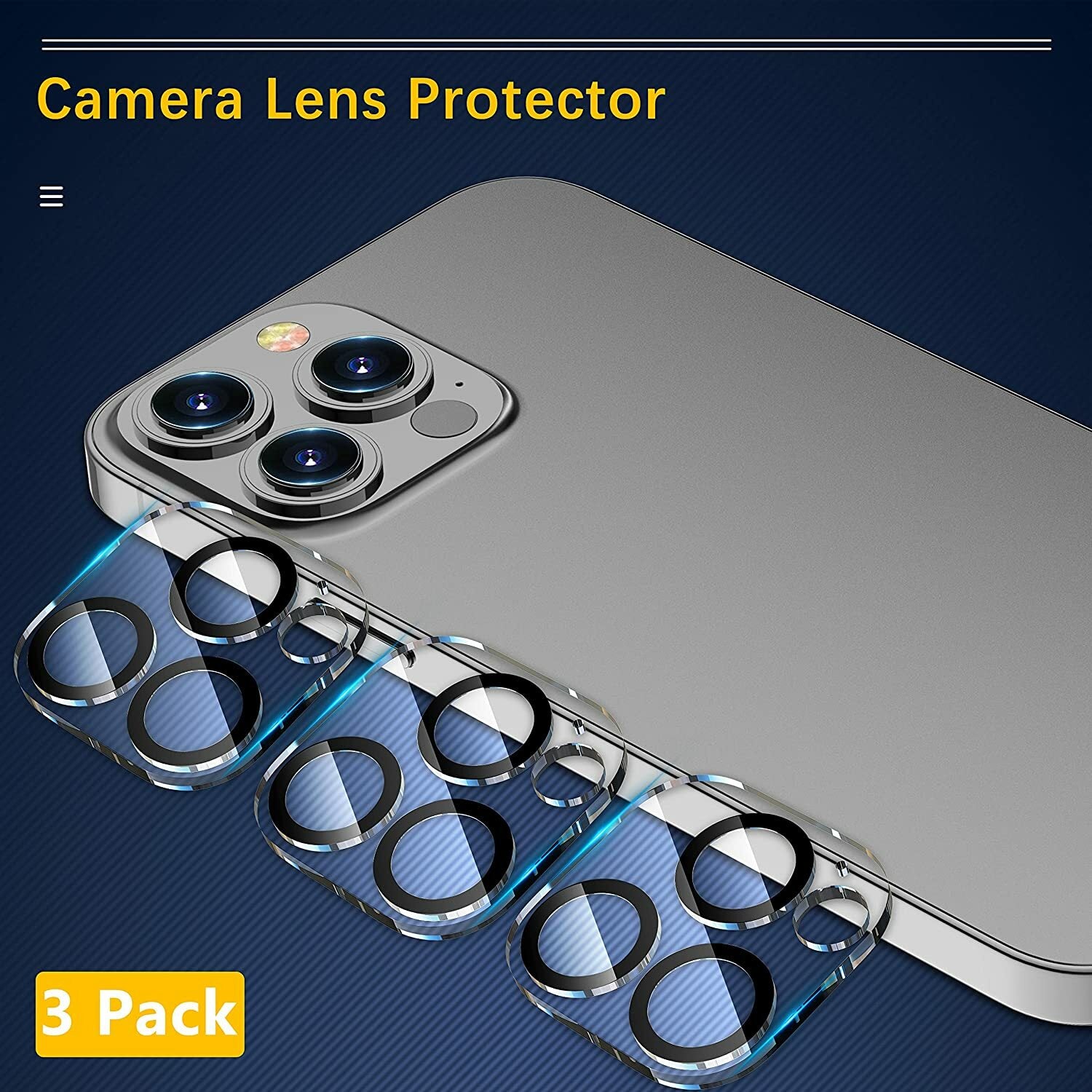 3X for Iphone 16 15 14 13 12 11 Pro Max Tempered Glass Camera Lens Protector