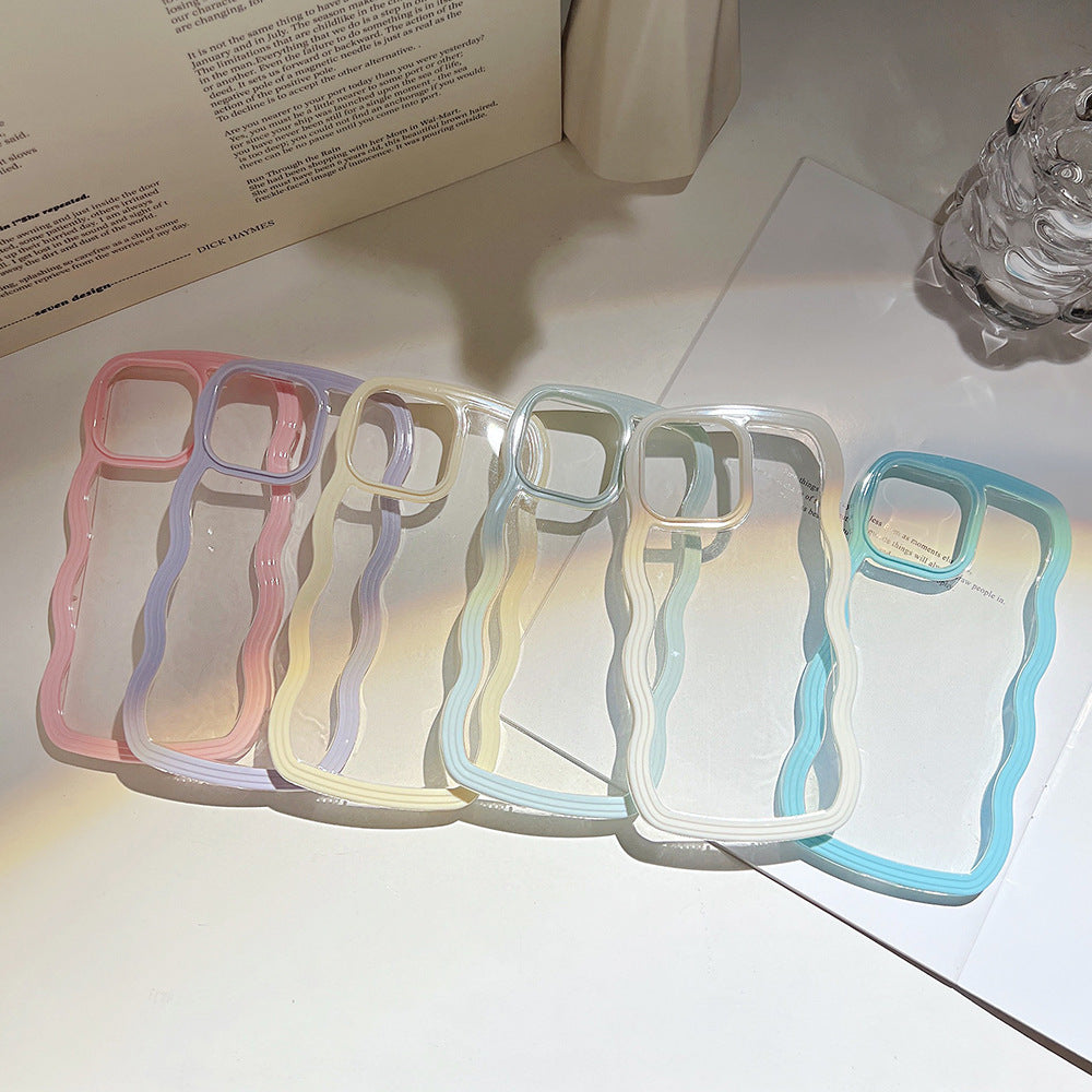 Wave Border Mobile Phone Case Solid Color Simple Candy Color - Small Enterprise