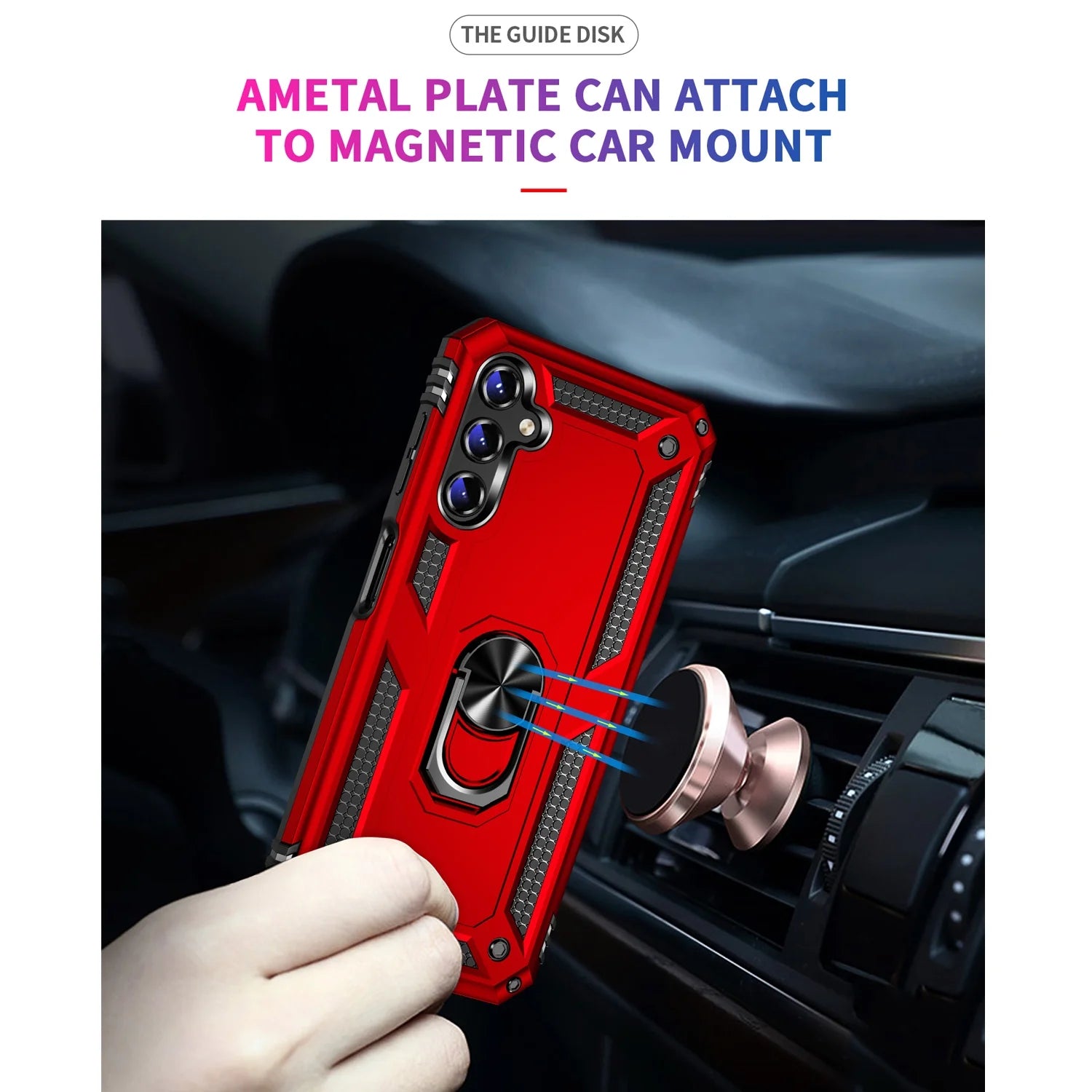 for Samsung Galaxy A15 5G Phone Case, with Tempered Glass Screen Protector, Impact Resistant Metal Ring Magnetic Support Kickstand Drop Protector Cover for Galaxy A15 5G (Blue)