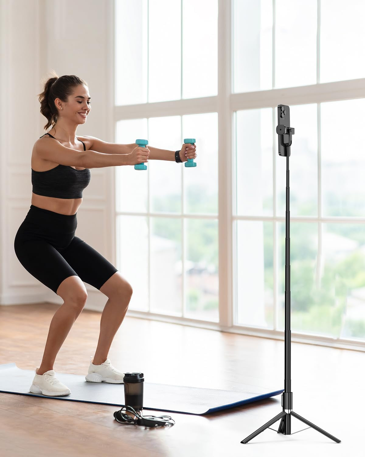 Selfie Stick,67 Inch/1.7 Meter Selfie Stick Tripod,Gifts for Women Men,Portable Cell Phone Tripod Stand with Wireless Remote Shutter Compatible with Iphone 16E/16/15/14/13, Samsung Series(Black)