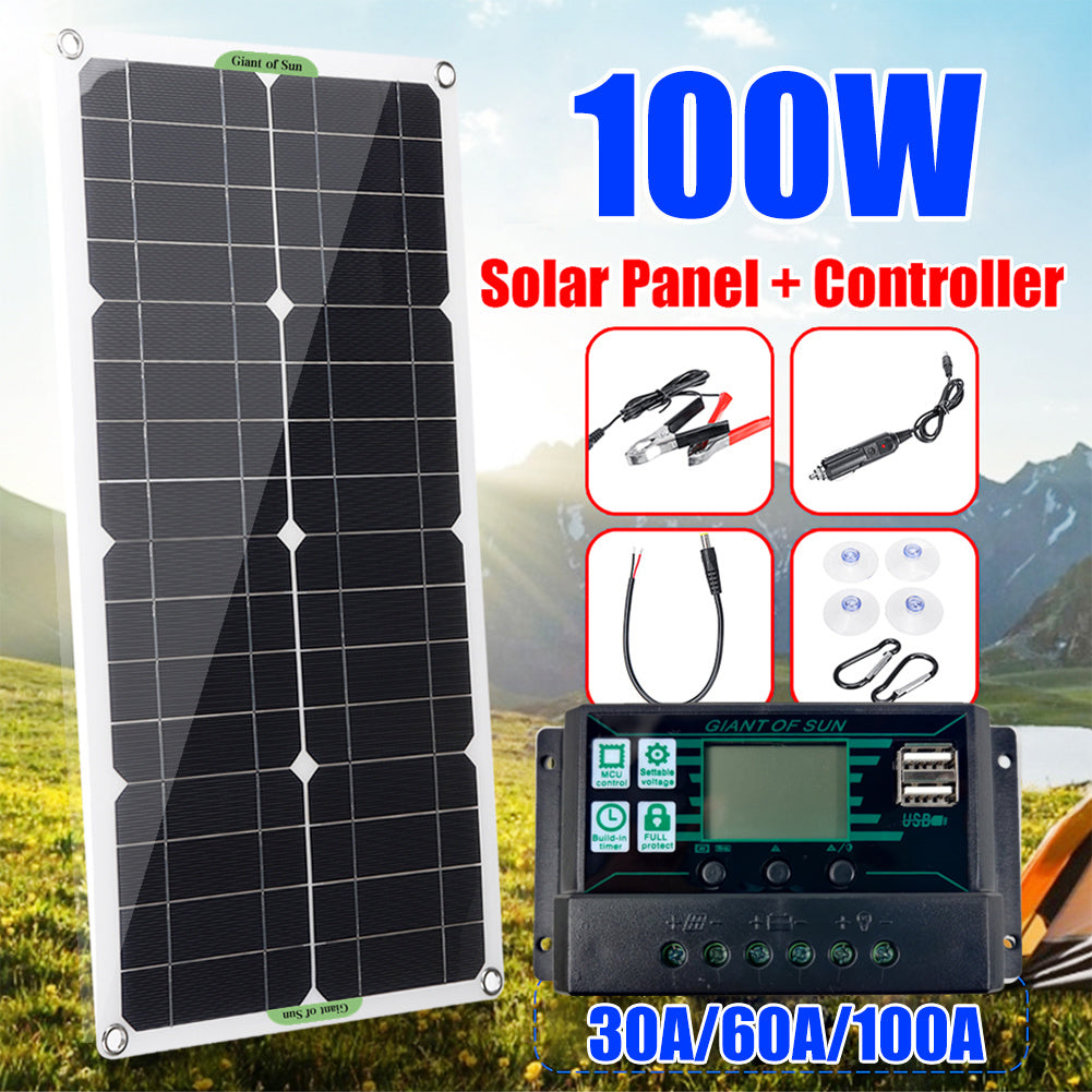 30W 18V Semi-flexible Solar Panel Outdoor Solar Charging Panel USB Phone Charger