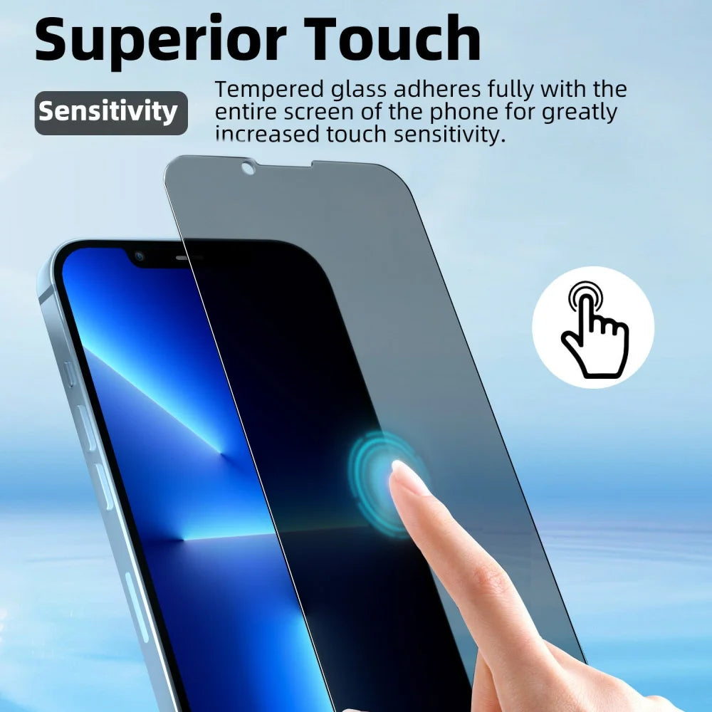 Privacy Screen Protector Compatible with Iphone 13 Pro anti Spy Case Friendly Tempered Glass 9H Black (2 Pack)